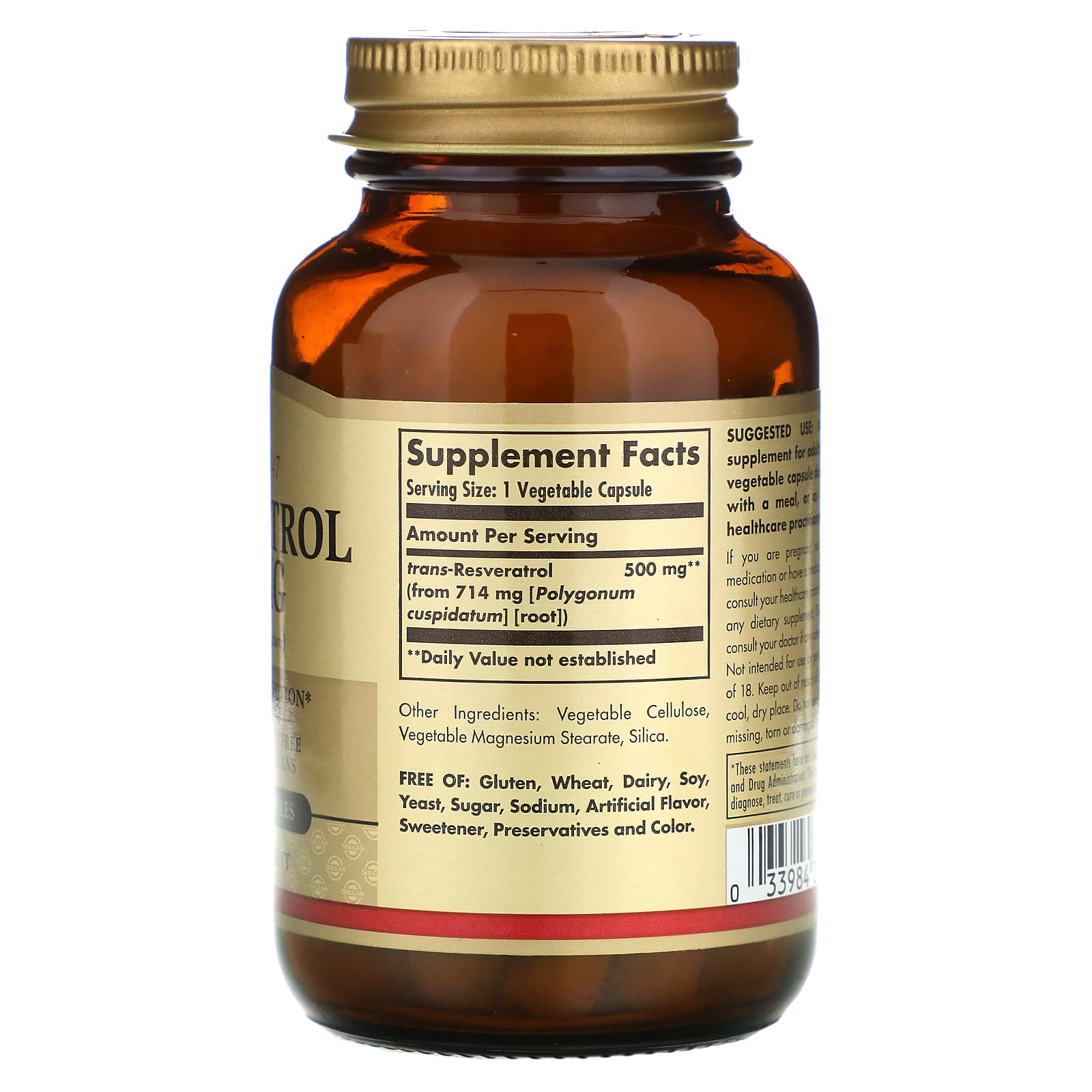 Solgar, Resveratrol, 500 mg, 30 Vegetable Capsules