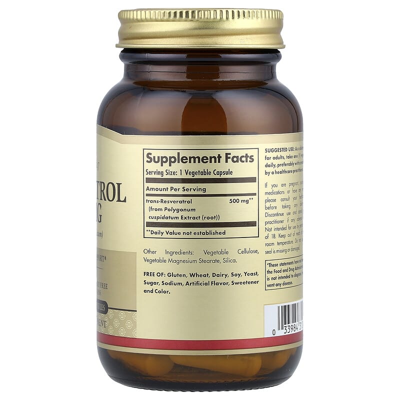 レスベラトロール、500 mg、ベジキャップ使用 30 錠