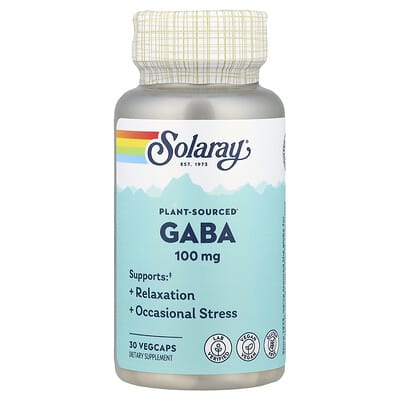 Solaray, Plant-Based GABA, 100 mg, 30 Vegetarian Capsules