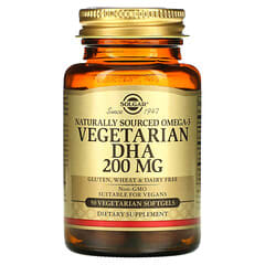 Solgar, Naturally Sourced Omega-3, Vegetarian DHA, 200 mg, 50 Vegetarian Softgels