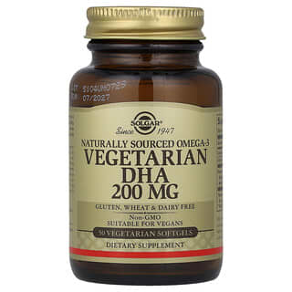 Solgar, Doğal Kaynaklı Omega-3, Vejetaryen DHA, 200 mg, 50 Vejetaryen Yumuşak Jel