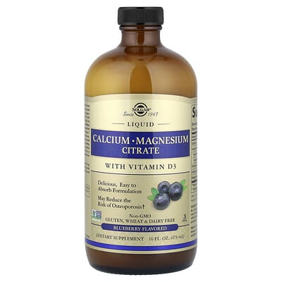 Solgar, Liquid Calcium Citrate, Magnesium Citrate with Vitamin D3, Natural Blueberry, 16 fl oz (473 ml)