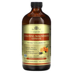 Solgar, Citrato de calcio y magnesio líquido con vitamina D3, Naranja y vainilla natural, 473 ml (16 oz. Líq.)