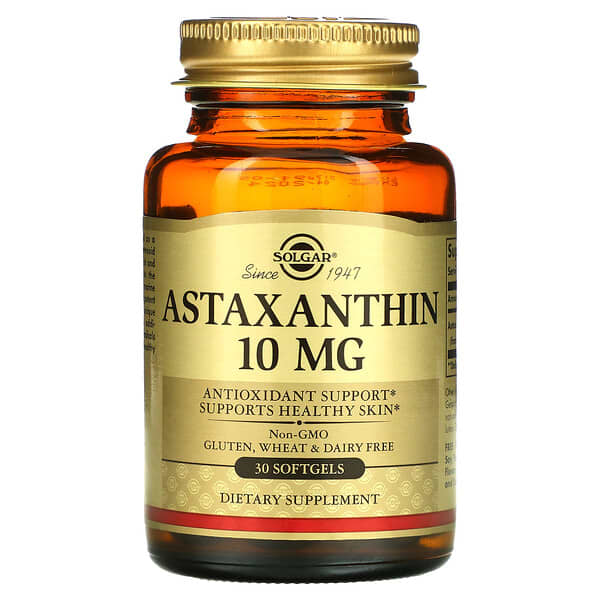 Solgar, Astaxantina, 10 mg, 30 cápsulas blandas