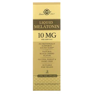 Solgar, Melatonina Líquida, Sabor Natural de Cereja Preta, 10 mg, 59 ml (2 fl oz)