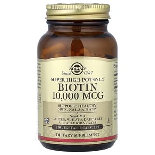 Solgar, Super High Potency Biotin, 10,000 mcg, 120 Vegetable Capsules