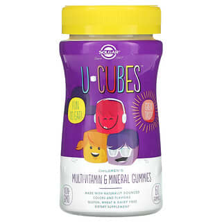 Solgar, U-Cubes، علكات للأطفال تحتوي على فيتامينات متعددة ومعادن، بنكهة الكرز والبرتقال، 60 علكة
