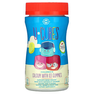 Solgar, U-Cubes, Children's Calcium With D3, Pink Lemonade, Blueberry, Strawberry, 60 Gummies