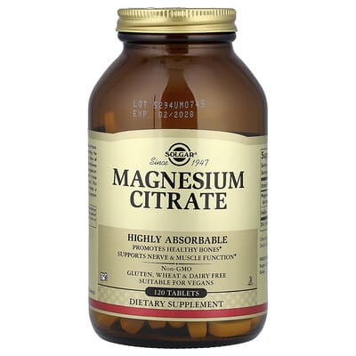 Solgar, Magnesium Citrate, 120 Tablets (200 mg per Tablet)