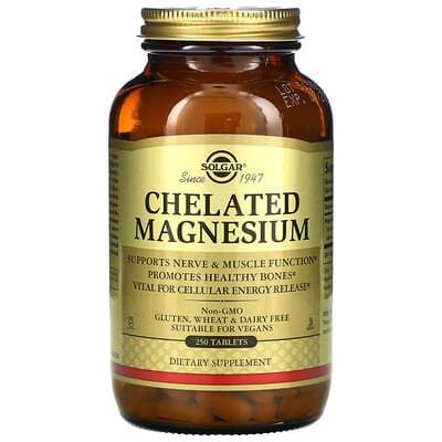 Solgar, Chelated Magnesium, 250 Tablets (100 mg Each Tablet)