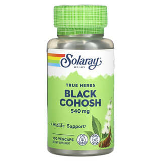 Solaray, True Herbs, Cimífuga, 540 mg, 100 cápsulas vegetales
