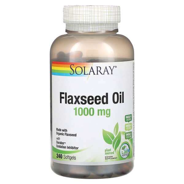 Solaray Flaxseed Oil 1 000 Mg 240 Softgels 333 Mg Per Softgel