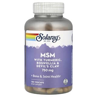 Solaray, MSM 含薑黃、乳香和南非鉤麻，750 毫克，180 粒素食膠囊