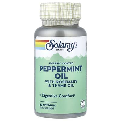 Solaray, Enteric Coated Peppermint Oil with Rosemary and Thyme Oils, 60 Softgels