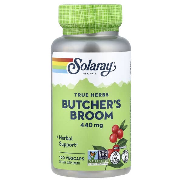Solaray, True Herbs, Butcher's Broom, 440 mg, 100 VegCaps — product photo 1