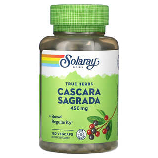 Solaray, Cascara Sagrada, True Herbs, 450 mg, 180 VegCaps