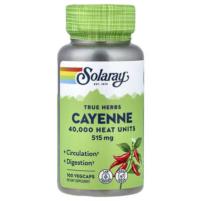 Solaray, Real Herbs, Cayenne Pepper, 515 mg, 100 Vegetarian Capsules