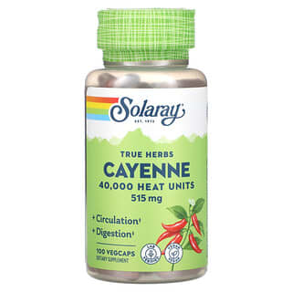 Solaray, True Herbs, Cayena, 515 mg, 100 cápsulas vegetales