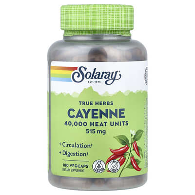 Solaray, Real Herbs, Cayenne Pepper, 515 mg, 180 Vegetarian Capsules