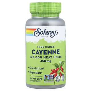 Solaray, 真实草本，辣椒，450 毫克，100 粒素食胶囊