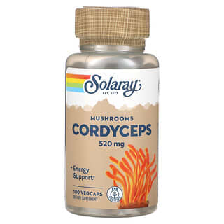 Solaray, Кордицепс с грибами, 520 мг, 100 растительных капсул