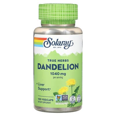 Solaray, Real Herbs, Dandelion, 100 Vegetarian Capsules (520 mg per capsule)