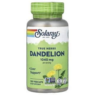 Solaray, True Herbs, Dandelion, echte Kräuter, Löwenzahn, 100 pflanzliche Kapseln (520 mg pro Kapsel)