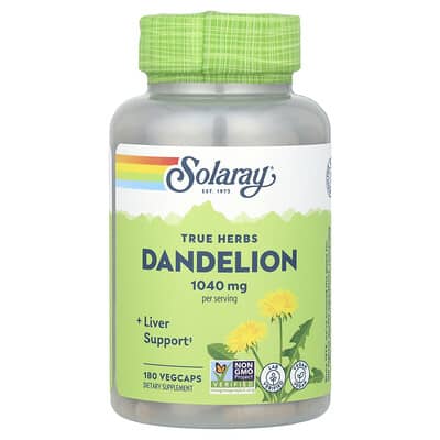 Solaray, Real Herbs, Dandelion, 180 Vegetarian Capsules (520 mg per capsule)