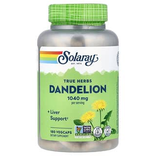 Solaray, True Herbs, Dandelion, echte Kräuter, Löwenzahn, 180 pflanzliche Kapseln (520 mg pro Kapsel)
