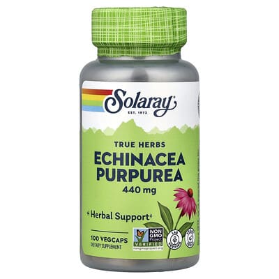 Solaray, Real Herbs, Purple Echinacea, 440 mg, 100 Vegetarian Capsules