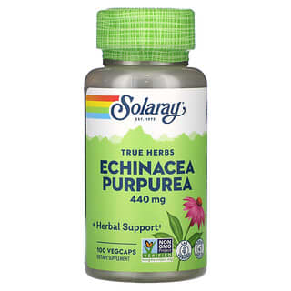 Solaray, True Herbs, эхинацея пурпурная, 440 мг, 100 растительных капсул