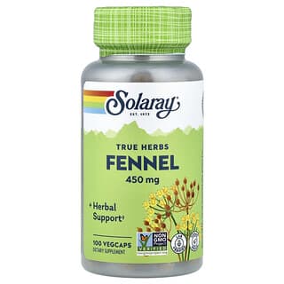 Solaray, True Herbs, фенхель, 450 мг, 100 растительных капсул