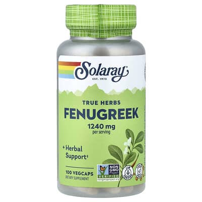 Solaray, Real Herbs, Fenugreek, 1240 mg, 100 Vegetarian Capsules (620 mg per capsule)