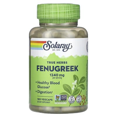 Solaray, Real Herbs, Fenugreek, 1240 mg, 180 Vegetarian Capsules (620 mg per capsule)