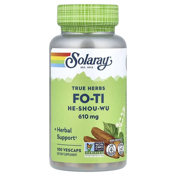 Solaray, True Herbs, 하수오, 하수오, 610mg, 베지 캡슐 100정