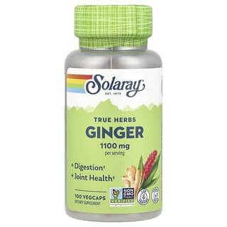 Solaray, True Herbs, Gengibre, 1.100 mg, 100 VegCaps (550 mg por Cápsula)