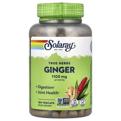 Solaray, Real Herbs, Ginger, 1100 mg, 180 Vegetarian Capsules (550 mg per capsule)