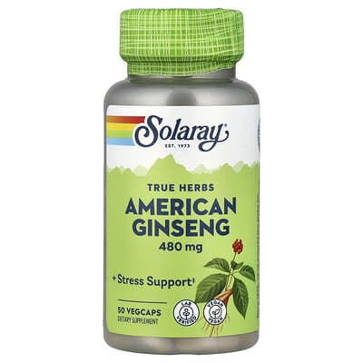 Solaray, Real Herbs, American Ginseng, 480 mg, 50 Vegetarian Capsules