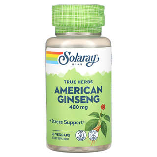 Solaray, True Herbs, Amerikanischer Ginseng, 480 mg, 50 pflanzliche Kapseln