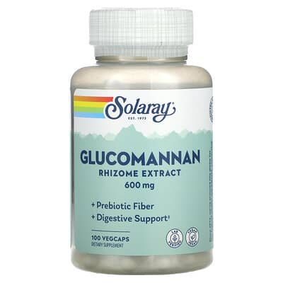 Solaray, Glucomannan, Rhizome Extract, 600 mg, 100 Vegetarian Capsules