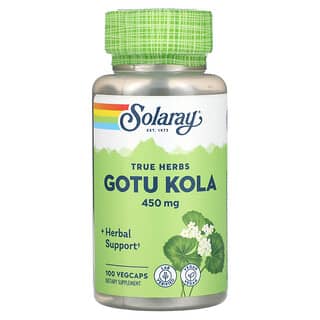 Solaray, True Herbs, готу кола, 450 мг, 100 растительных капсул