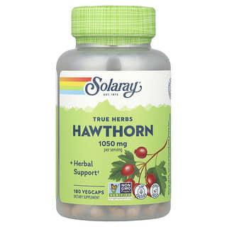 Solaray, True Herbs, Hawthorn, Weißdorn, 1.050 mg, 180 pflanzliche Kapseln (525 mg pro Kapsel)