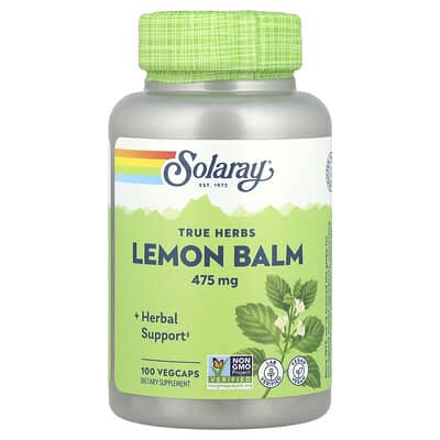 Solaray, Real Herbs, Lemon Balm, 475 mg, 100 Vegetarian Capsules