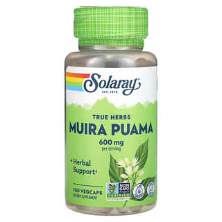 Solaray, True Herbs, Muira Puama, 600 mg, 100 VegCaps (300 mg per Capsule)
