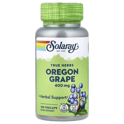 Solaray, True Herbs, Oregon Grape, 400 mg, 100 Vegetarian Capsules