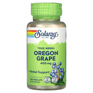 Solaray, True Herbs, орегонский виноград, 400 мг, 100 вегетарианских капсул