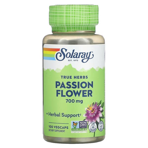 Solaray, True Herbs, пассифлора, 350 мг, 100 капсул VegCaps