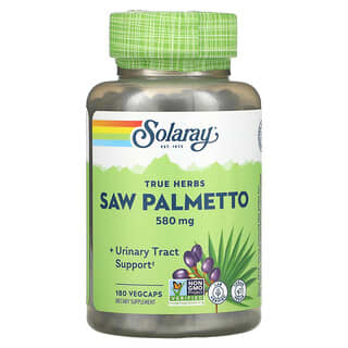 Solaray, Palma enana americana (Saw Palmetto) con bayas enteras, 580 mg, 180 cápsulas vegetales