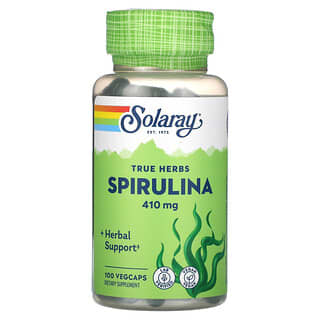 Solaray, True Herbs, спирулина, 410 мг, 100 вегетарианских капсул