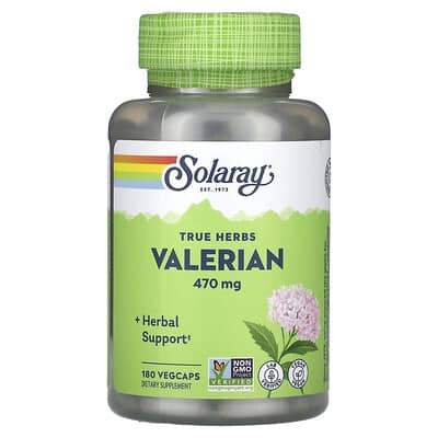 Solaray, Real Herbs, Valerian, 470 mg, 180 Vegetarian Capsules